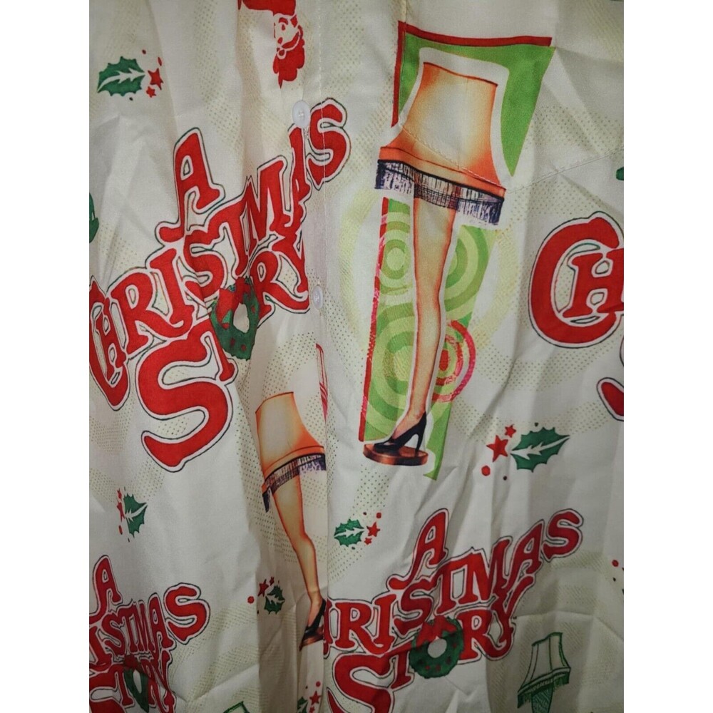 A Christmas Story Hawaiian Leg Button Up Beach Shirt NEW Large L